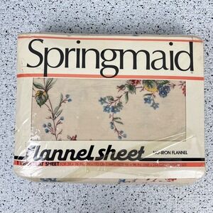Vintage Springmaid Flannel Sheet 1 Twin Flat Sheet New NIP Fleurette Floral